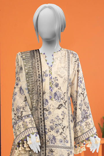 Off White Printed 3PC Unstitched