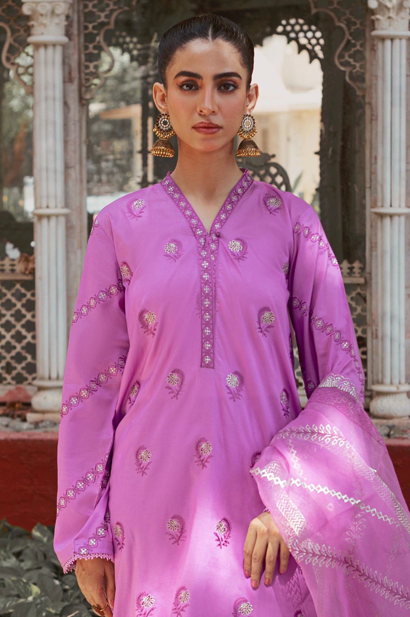 3PC Unstitched Cambric Embroidered Suit From Diners
