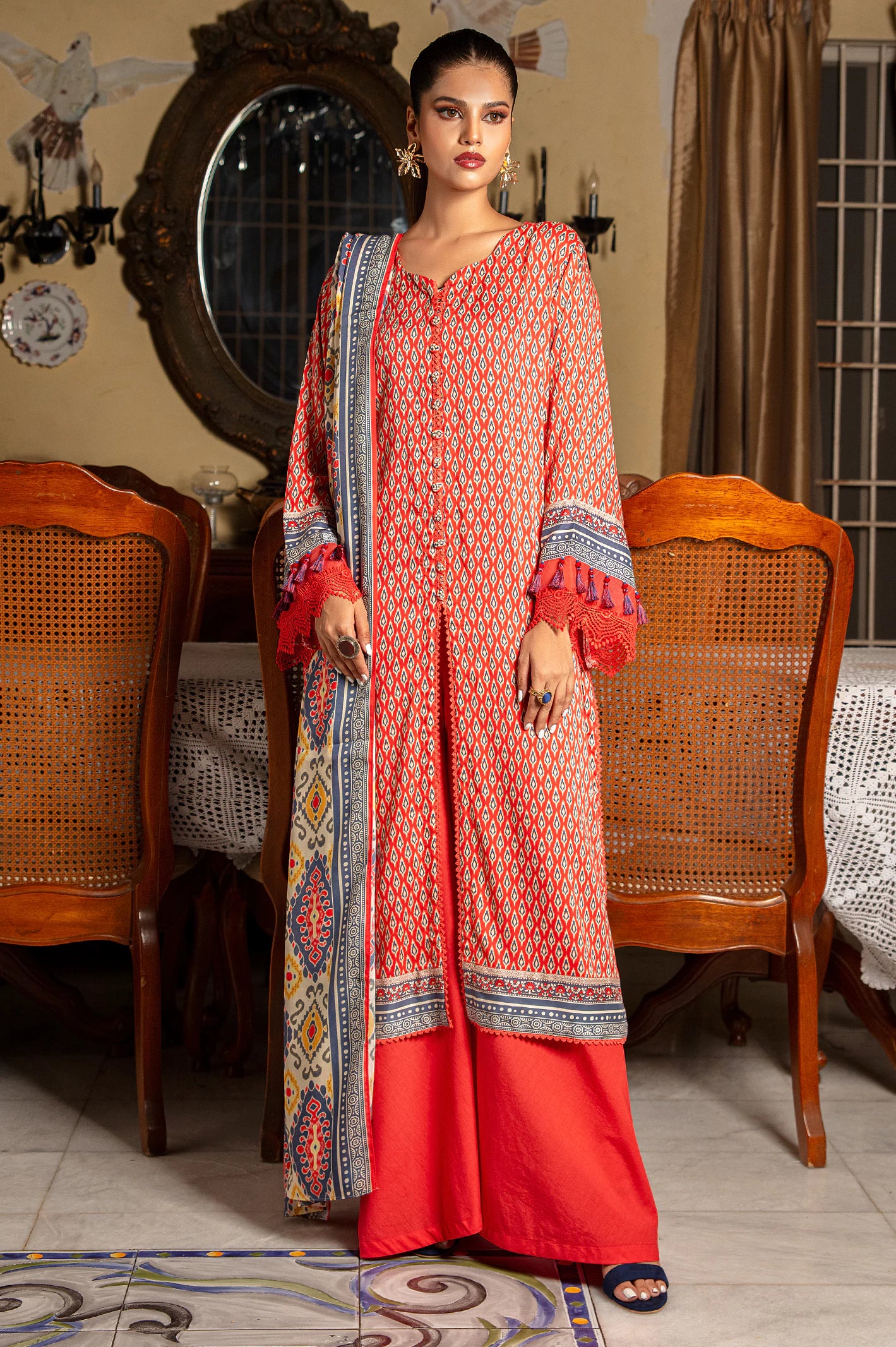 Viscose Digital Printed 3PC Unstitched Suit From Diners