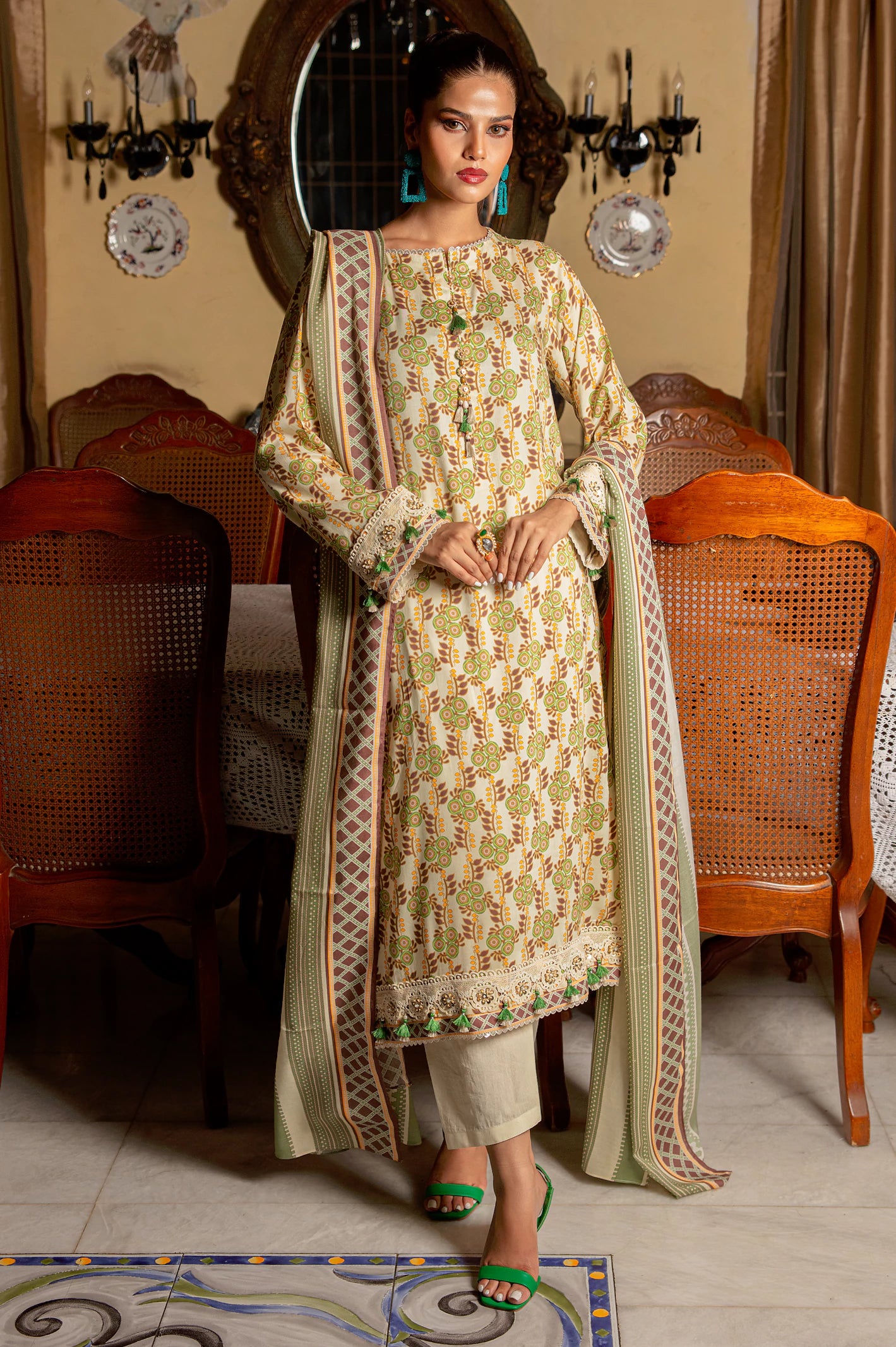 Viscose Digital Printed 3PC Unstitched Suit From Diners