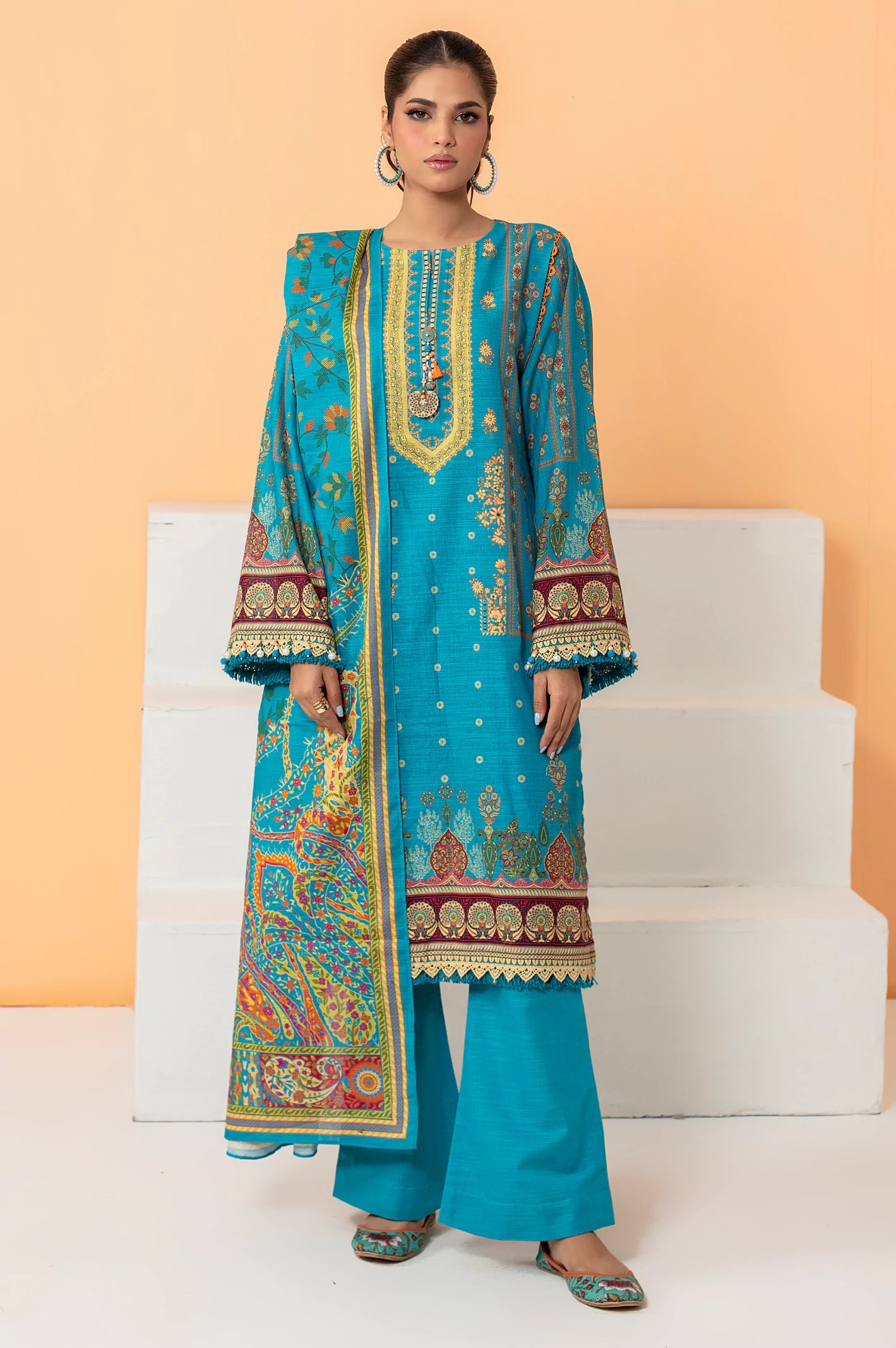 Ferozi Khaddar Printed 3PC Unstitched Suit From Diners