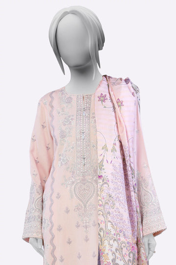 Pink Embroidered 3PC Unstitched