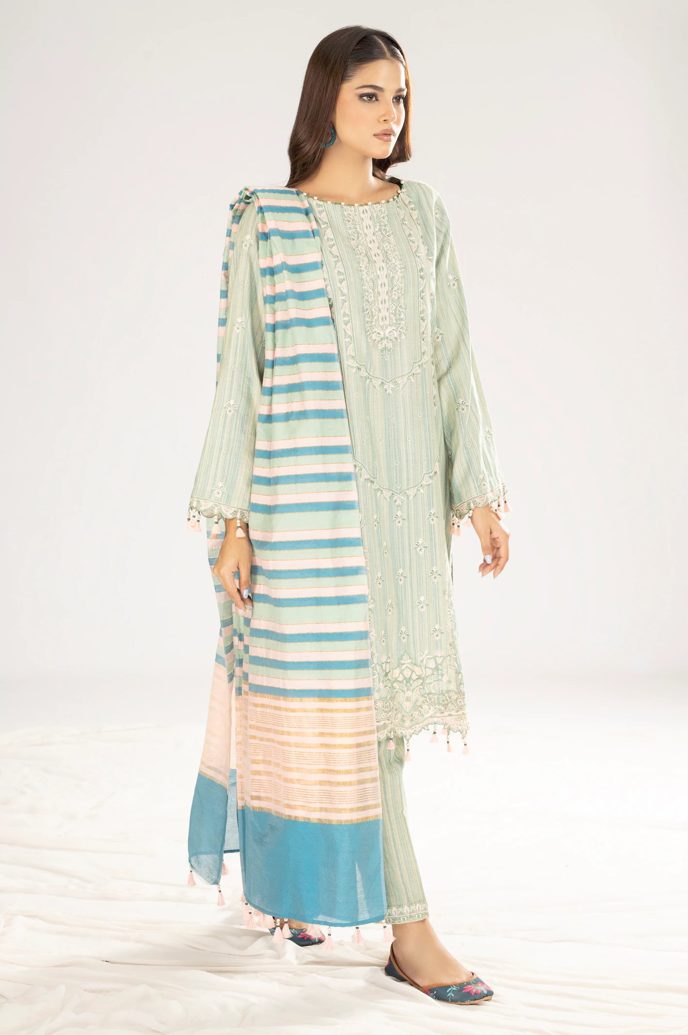 Jacquard Embroidered 3PC Unstitched Suit From Diners