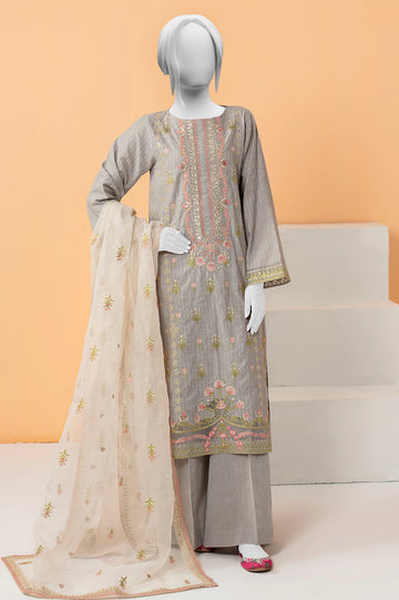 Grey Embroidered 3PC Unstitched