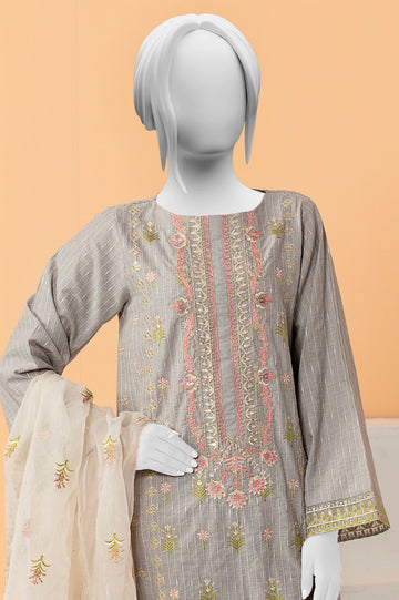 Grey Embroidered 3PC Unstitched