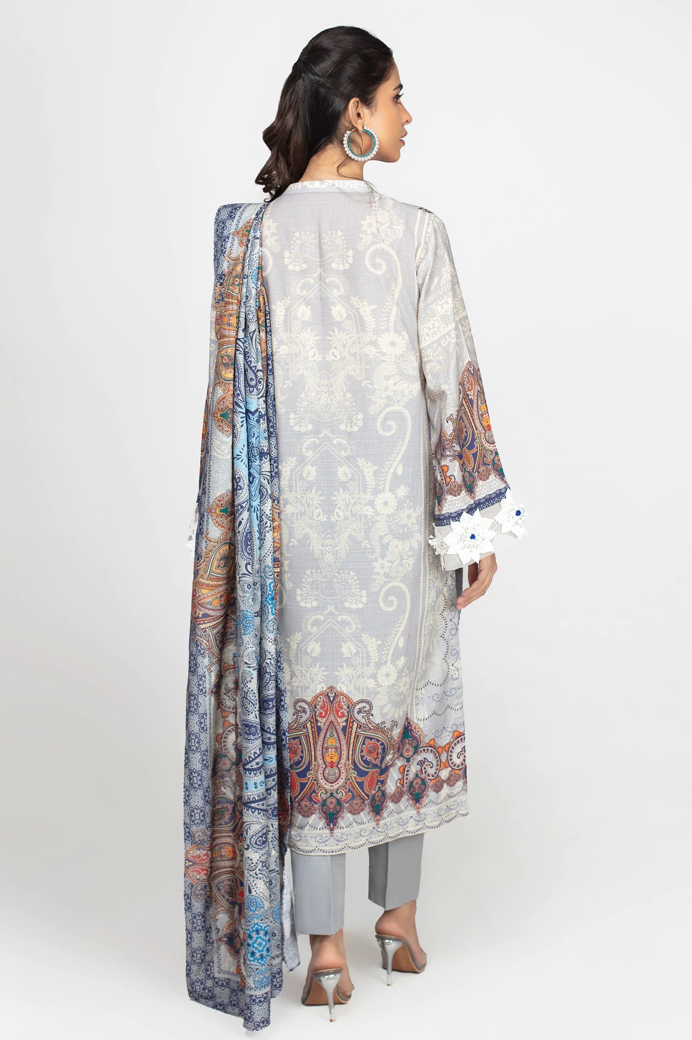 Grey Printed 3PC Unstitched – Diners Pakistan