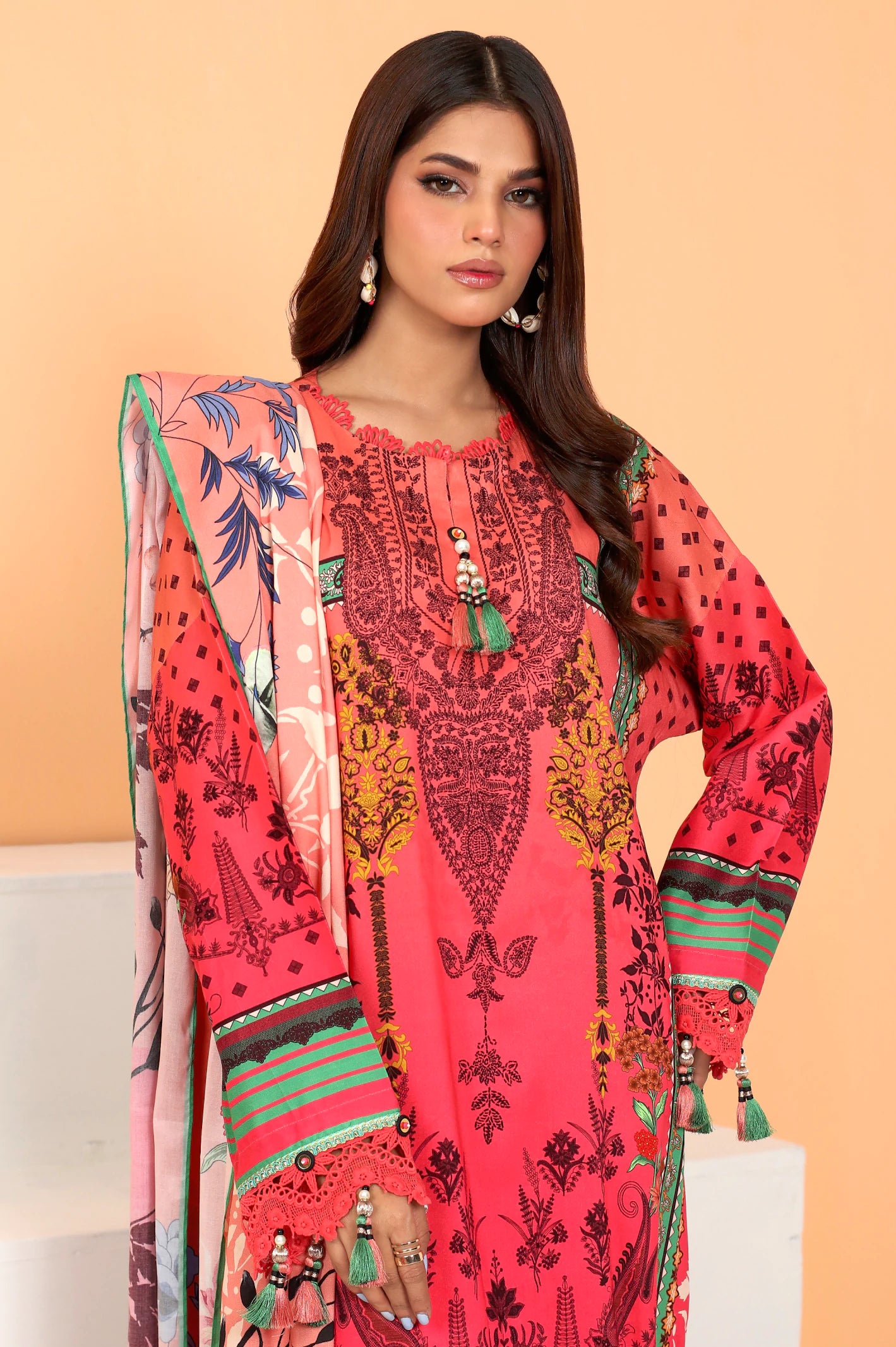 Pink Printed 3PC Unstitched – Diners Pakistan