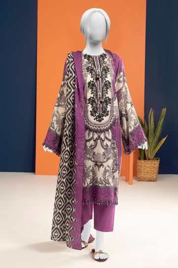 Purple Printed 3PC Unstitched