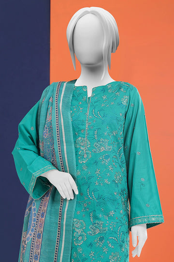 Green Embroidered 3PC Unstitched