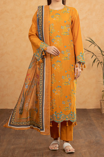 Orange Embroidered 3PC Unstitched