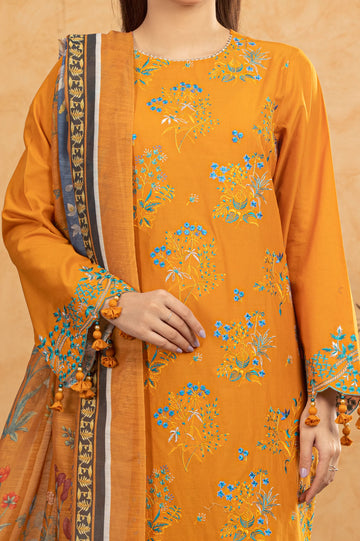 Orange Embroidered 3PC Unstitched