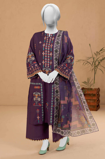 Dark Purple Embroidered 3PC Unstitched