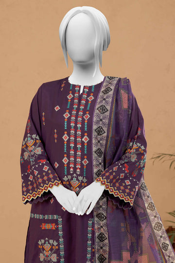 Dark Purple Embroidered 3PC Unstitched
