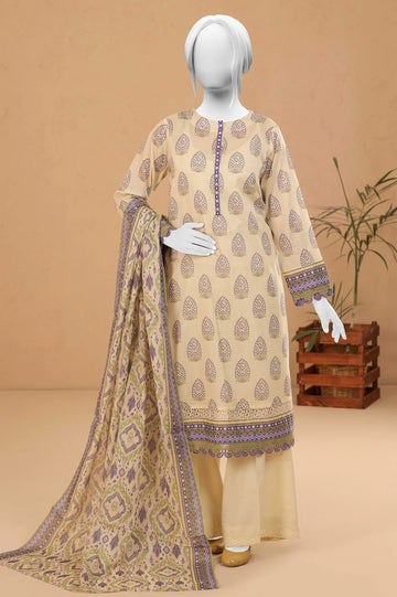 Light Beige Printed 3PC Unstitched
