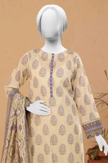 Light Beige Printed 3PC Unstitched