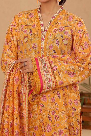 Yellow Printed 3PC Unstitched