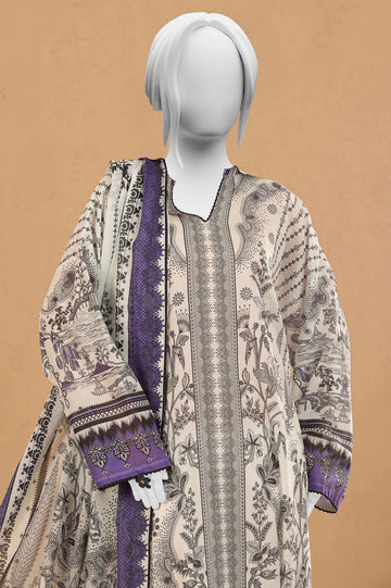 White Printed 3PC Unstitched