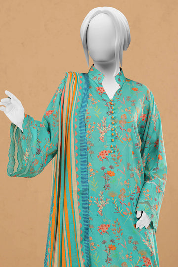 Sea Green Printed 3PC Unstitched