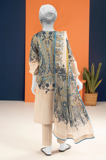 Blue Printed 3PC Unstitched