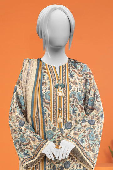 Light Beige Printed 3PC Unstitched