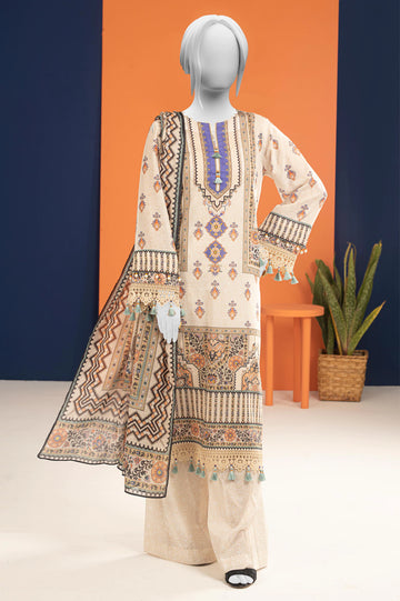 Off White Printed 3PC Unstitched