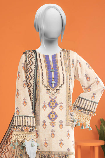 Off White Printed 3PC Unstitched