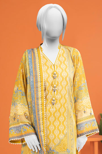 Yellow Printed 3PC Unstitched