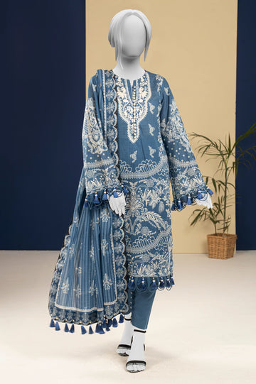 Blue Printed 3PC Unstitched