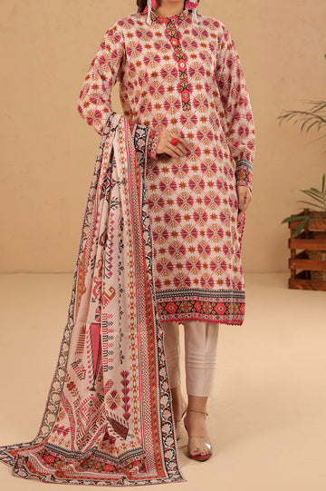 Light Peach Printed 3PC Unstitched