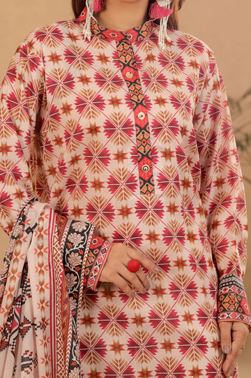 Light Peach Printed 3PC Unstitched