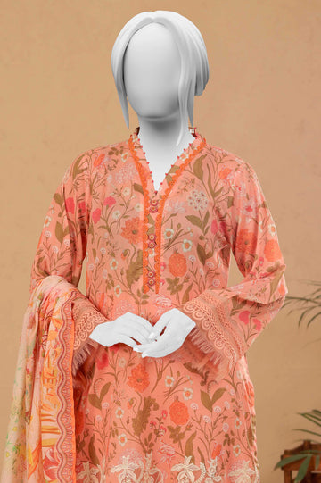 Peach Printed 3PC Unstitched