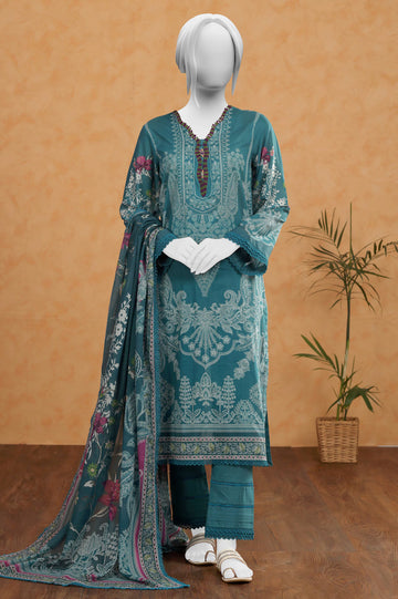 Teal Printed 3PC Unstitched