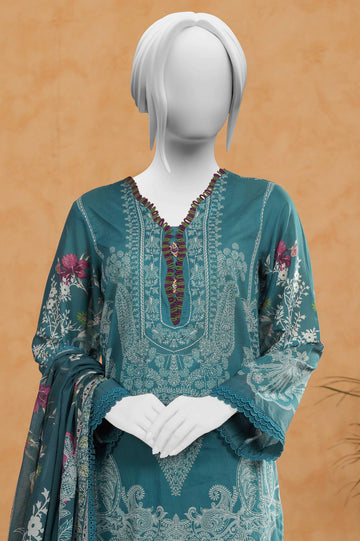 Teal Printed 3PC Unstitched