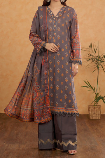 Grey Printed 3PC Unstitched