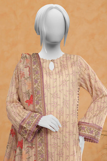 Cream Printed 3PC Unstitched