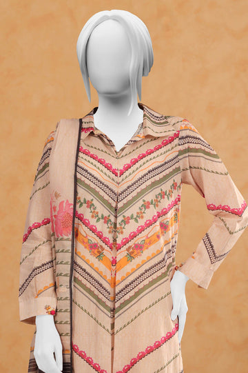 Cream Printed 3PC Unstitched