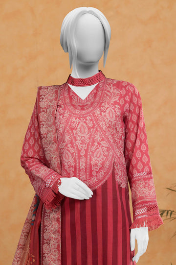 Red Printed 3PC Unstitched