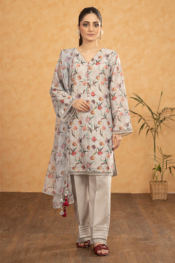 Light Beige Shiffli Printed 3PC Unstitched