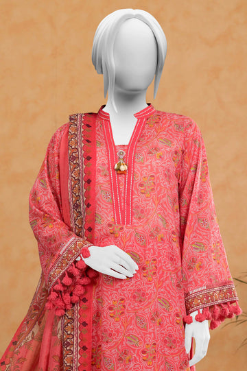 Pink Printed 3PC Unstitched