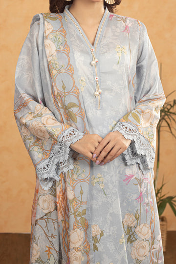 Sky Blue Printed 3PC Unstitched