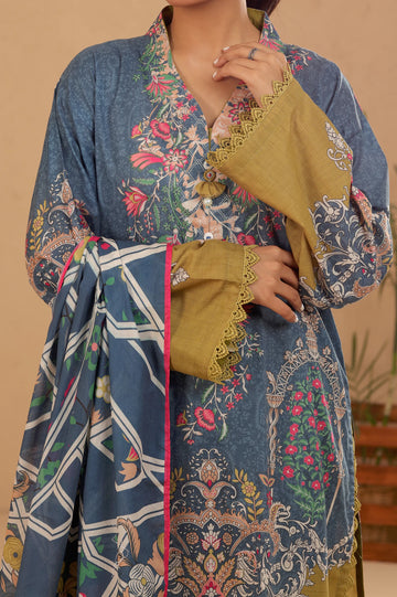 Blue Printed 3PC Unstitched