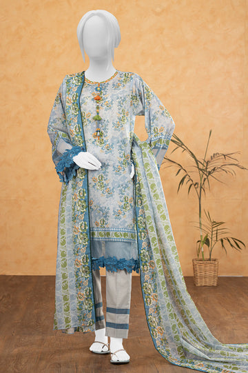 Light Blue Printed 3PC Unstitched