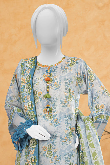 Light Blue Printed 3PC Unstitched