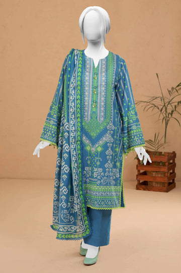 Blue Printed 3PC Unstitched