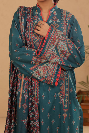 Teal Printed 3PC Unstitched