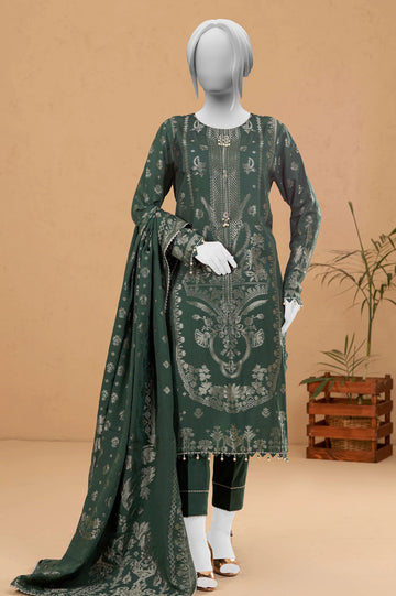 Dark Green Jacquard 3PC Unstitched