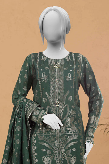 Dark Green Jacquard 3PC Unstitched