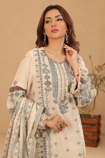 Cream 3PC Unstitched