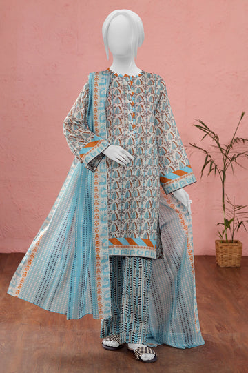 Light Blue Printed 3PC Unstitched