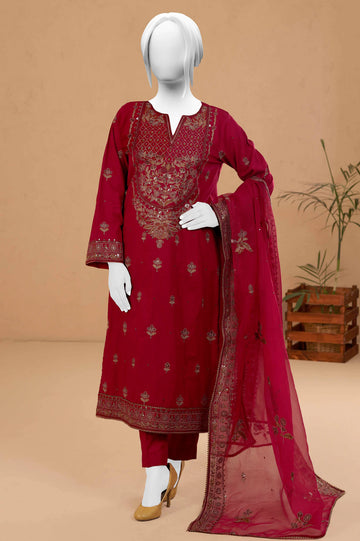 Magenta Embroidered 3PC Unstitched